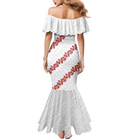 White Sunday Tonga Fakame Mermaid Dress Tongan Ngatu Heilala Lei LT14 - Polynesian Pride