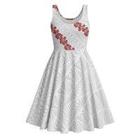 White Sunday Tonga Fakame Midi Dress Tongan Ngatu Heilala Lei LT14 White - Polynesian Pride