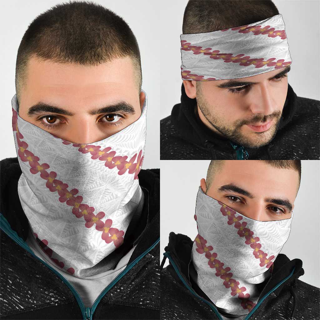 White Sunday Tonga Fakame Neck Gaiter Tongan Ngatu Heilala Lei LT14 - Polynesian Pride