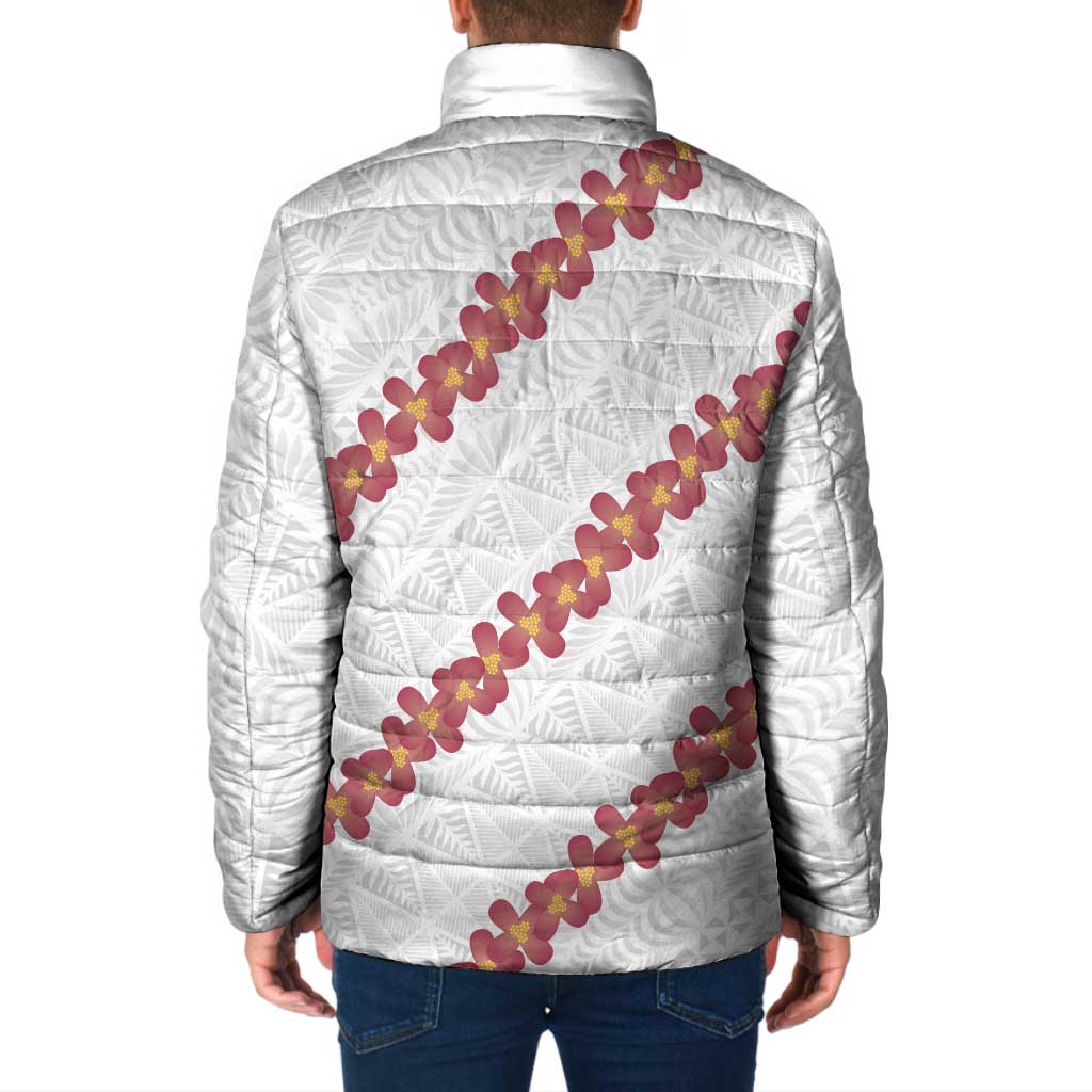 White Sunday Tonga Fakame Padded Jacket Tongan Ngatu Heilala Lei LT14 - Polynesian Pride