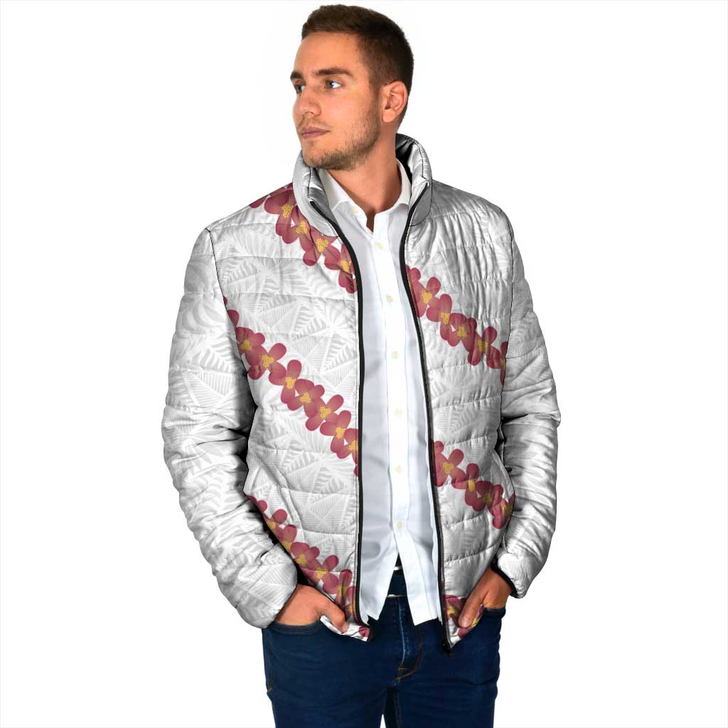 White Sunday Tonga Fakame Padded Jacket Tongan Ngatu Heilala Lei LT14 - Polynesian Pride