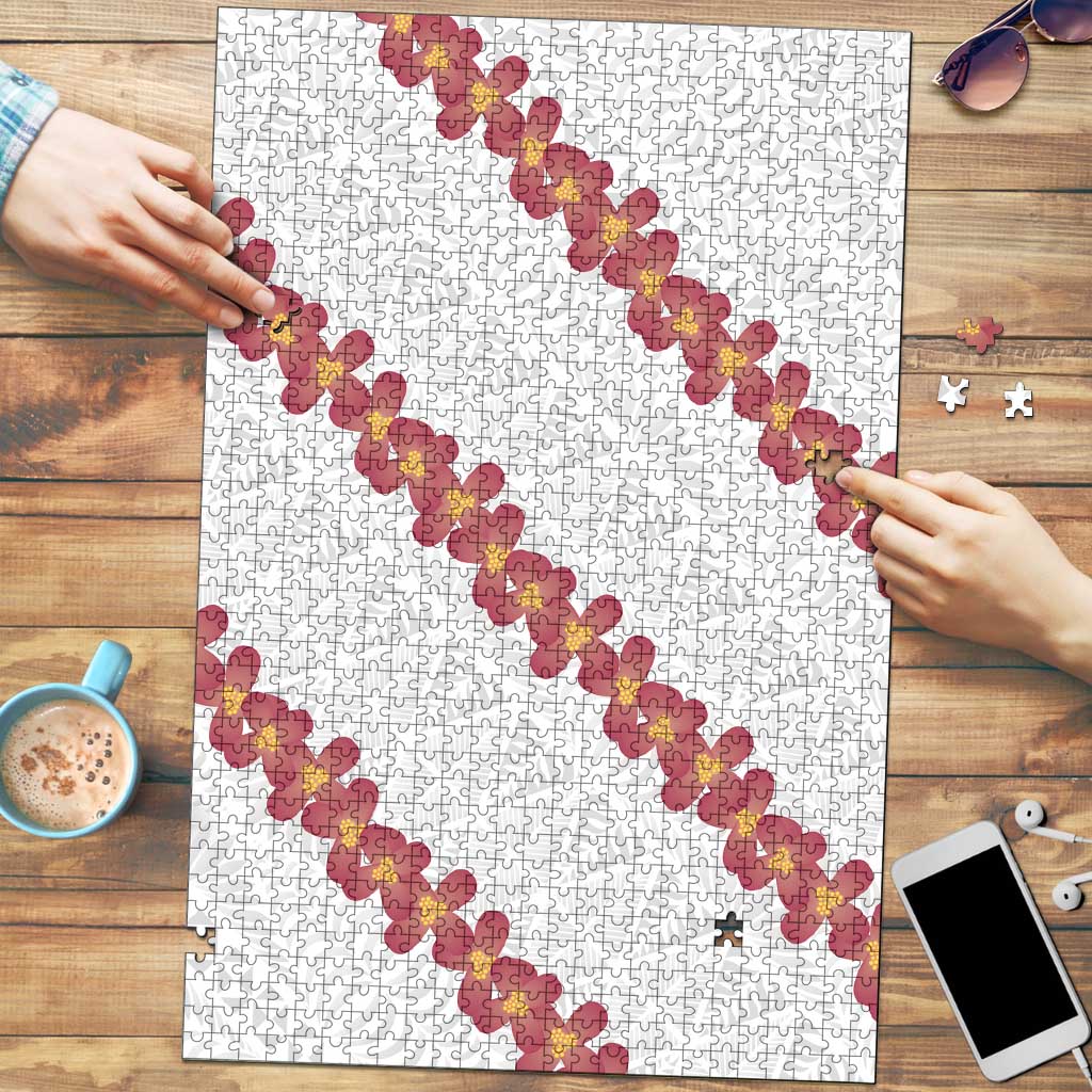 White Sunday Tonga Fakame Puzzle Tongan Ngatu Heilala Lei LT14 White - Polynesian Pride