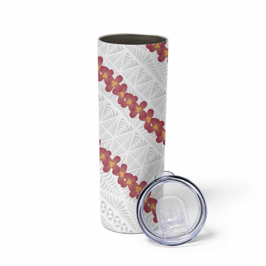 White Sunday Tonga Fakame Skinny Tumbler Tongan Ngatu Heilala Lei LT14 - Polynesian Pride