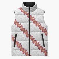 White Sunday Tonga Fakame Sleeveless Puffer Jacket Tongan Ngatu Heilala Lei LT14 Unisex White - Polynesian Pride