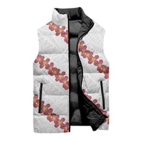 White Sunday Tonga Fakame Sleeveless Puffer Jacket Tongan Ngatu Heilala Lei LT14 - Polynesian Pride