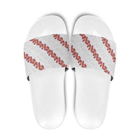White Sunday Tonga Fakame Slide Sandals Tongan Ngatu Heilala Lei LT14 White - Polynesian Pride