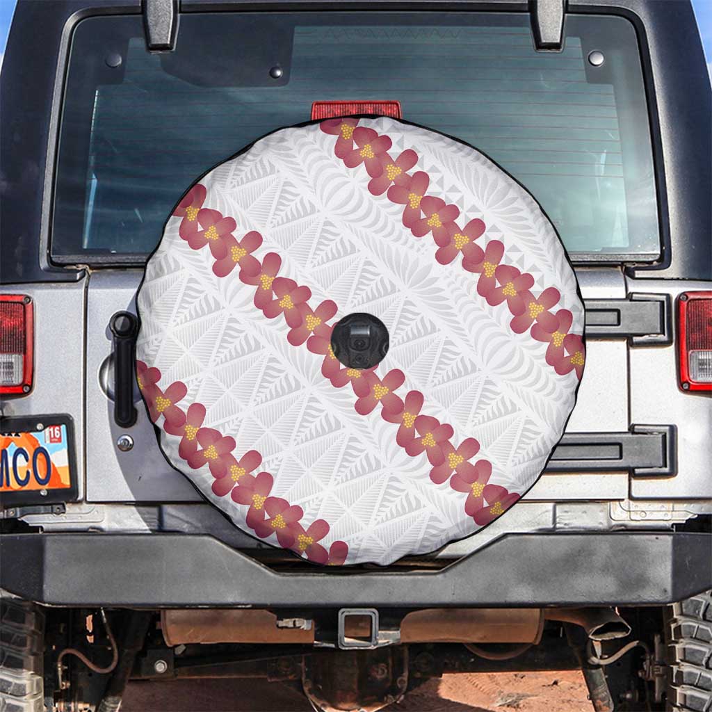 White Sunday Tonga Fakame Spare Tire Cover Tongan Ngatu Heilala Lei LT14 White - Polynesian Pride