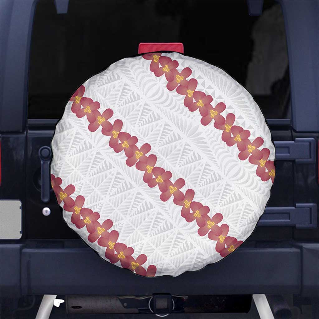 White Sunday Tonga Fakame Spare Tire Cover Tongan Ngatu Heilala Lei LT14 No hole White - Polynesian Pride