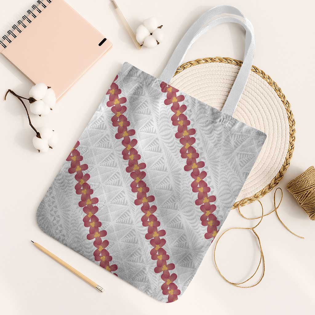 White Sunday Tonga Fakame Tote Bag Tongan Ngatu Heilala Lei LT14 White Strap One Size White - Polynesian Pride