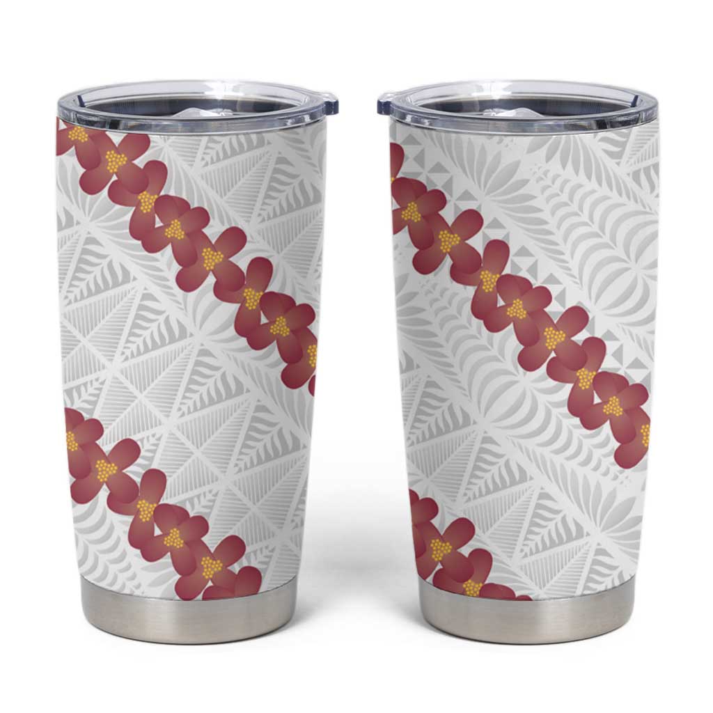 White Sunday Tonga Fakame Tumbler Cup Tongan Ngatu Heilala Lei LT14 White - Polynesian Pride