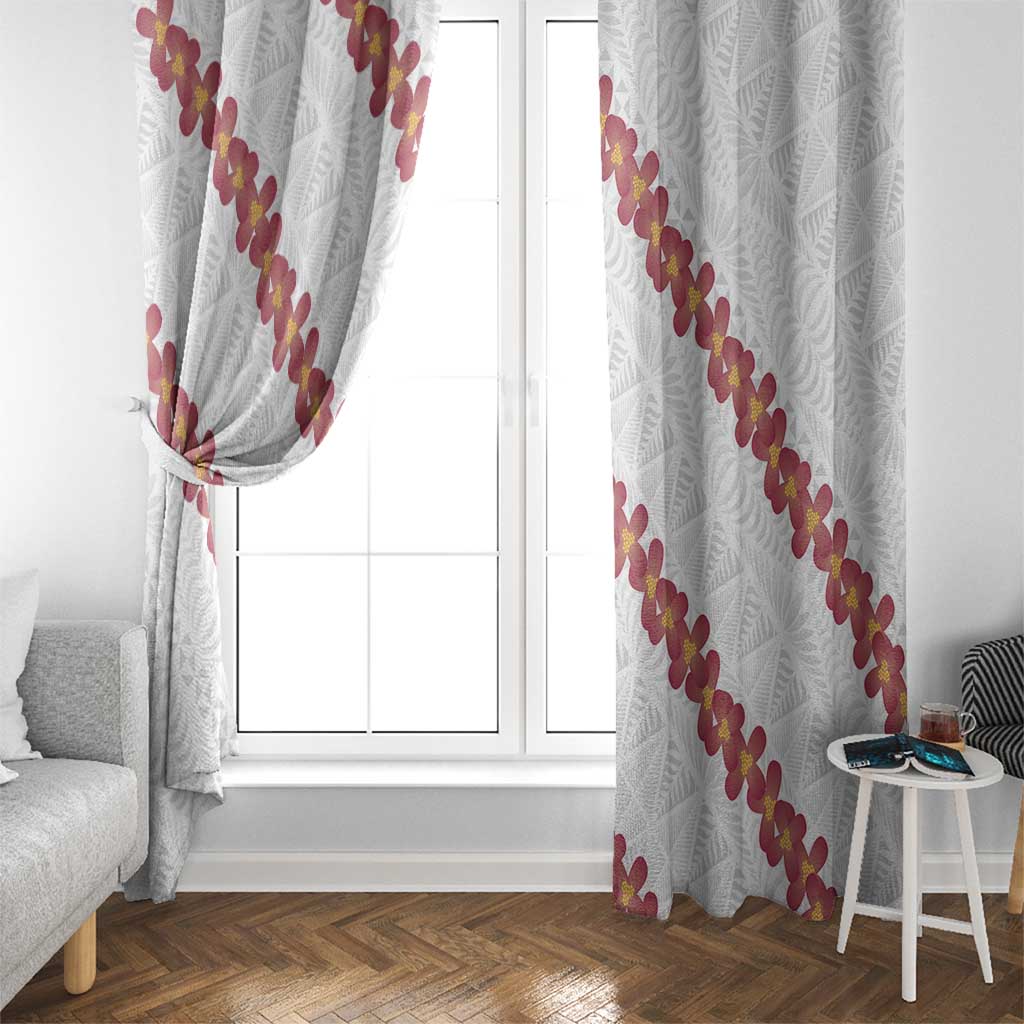 White Sunday Tonga Fakame Window Curtain Tongan Ngatu Heilala Lei LT14 - Polynesian Pride