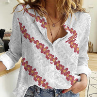 White Sunday Tonga Fakame Women Casual Shirt Tongan Ngatu Heilala Lei LT14 Female White - Polynesian Pride