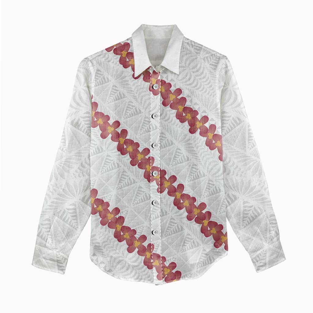 White Sunday Tonga Fakame Women Casual Shirt Tongan Ngatu Heilala Lei LT14 - Polynesian Pride