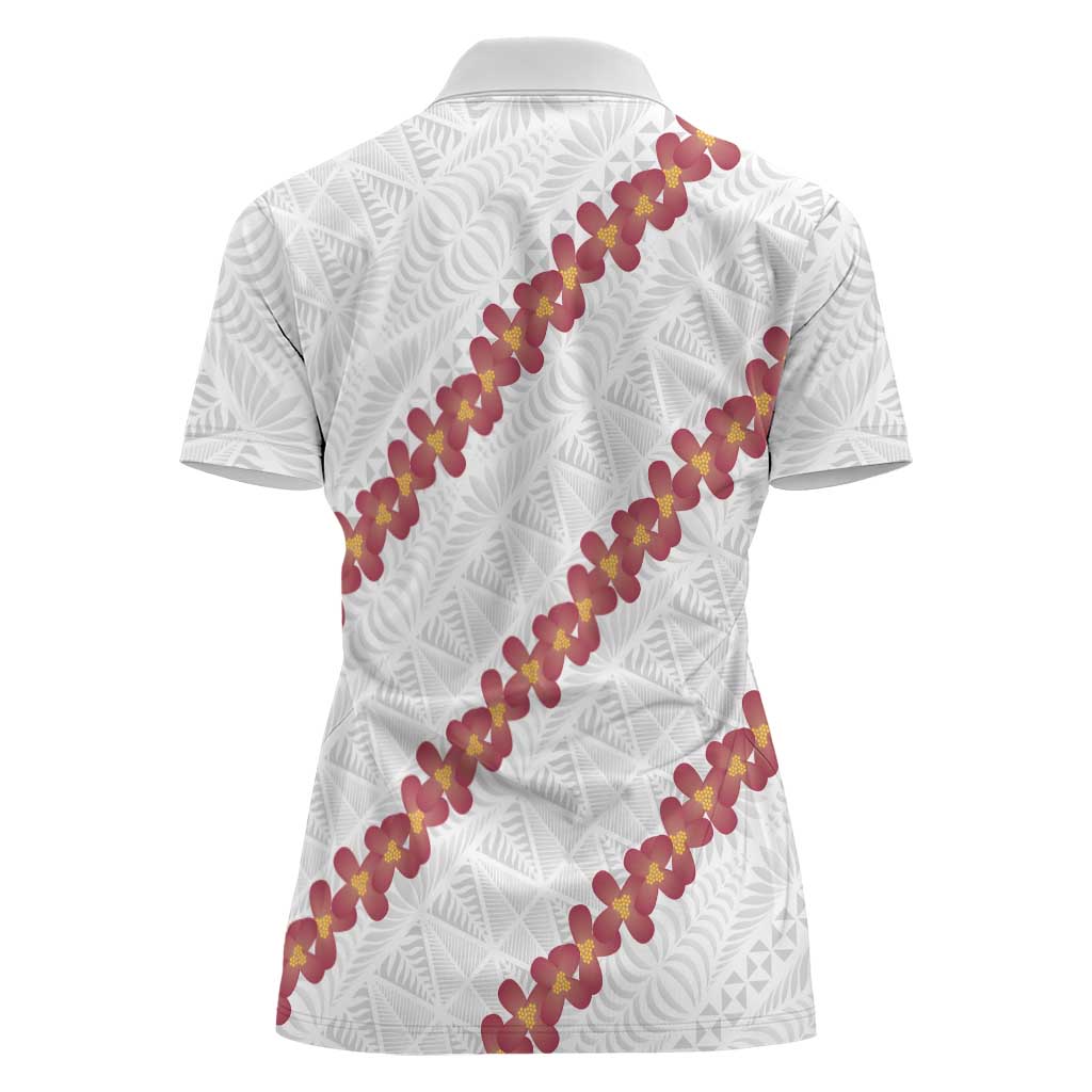 White Sunday Tonga Fakame Women Polo Shirt Tongan Ngatu Heilala Lei LT14 - Polynesian Pride