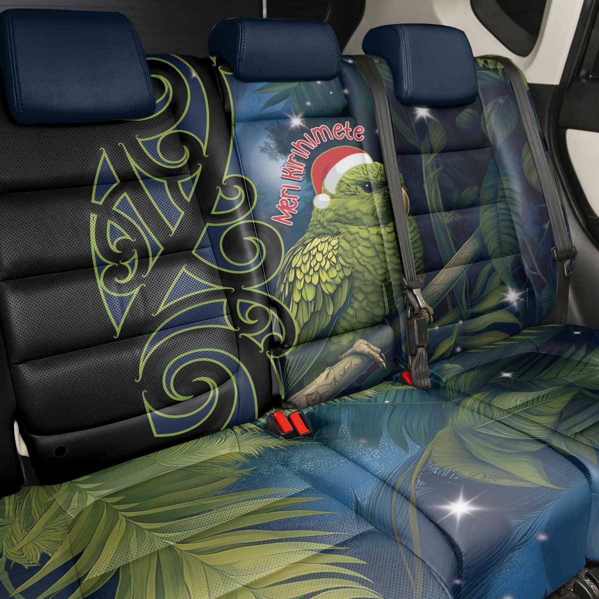 New Zealand Christmas Back Car Seat Cover Cute Kakapo Meri Kirihimete Maori Koru LT14 - Polynesian Pride