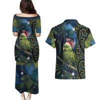 New Zealand Christmas Couples Matching Puletasi and Hawaiian Shirt Cute Kakapo Meri Kirihimete Maori Koru LT14 - Polynesian Pride