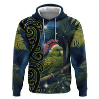 New Zealand Christmas Hoodie Cute Kakapo Meri Kirihimete Maori Koru LT14 Pullover Hoodie Blue - Polynesian Pride