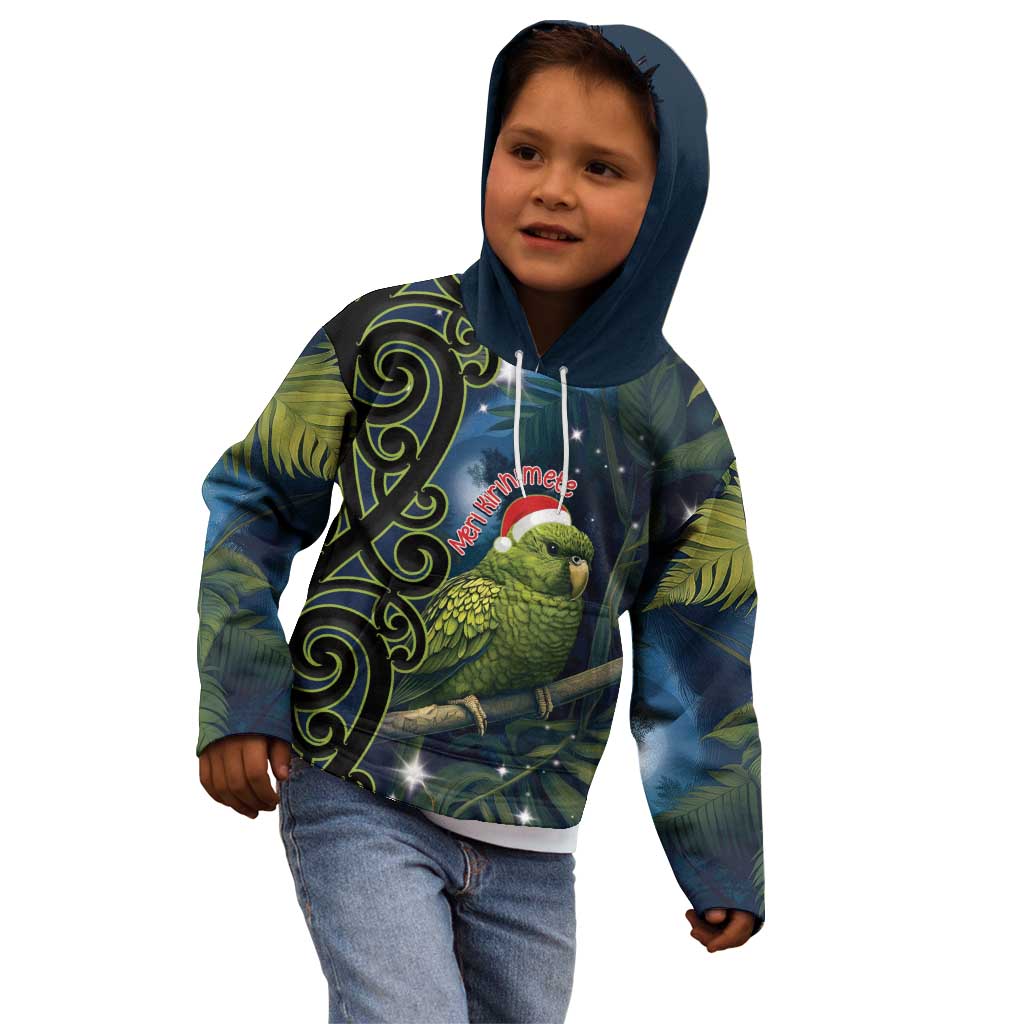 New Zealand Christmas Kid Hoodie Cute Kakapo Meri Kirihimete Maori Koru LT14 - Polynesian Pride