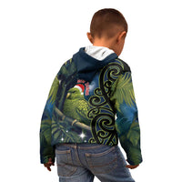 New Zealand Christmas Kid Hoodie Cute Kakapo Meri Kirihimete Maori Koru LT14 - Polynesian Pride