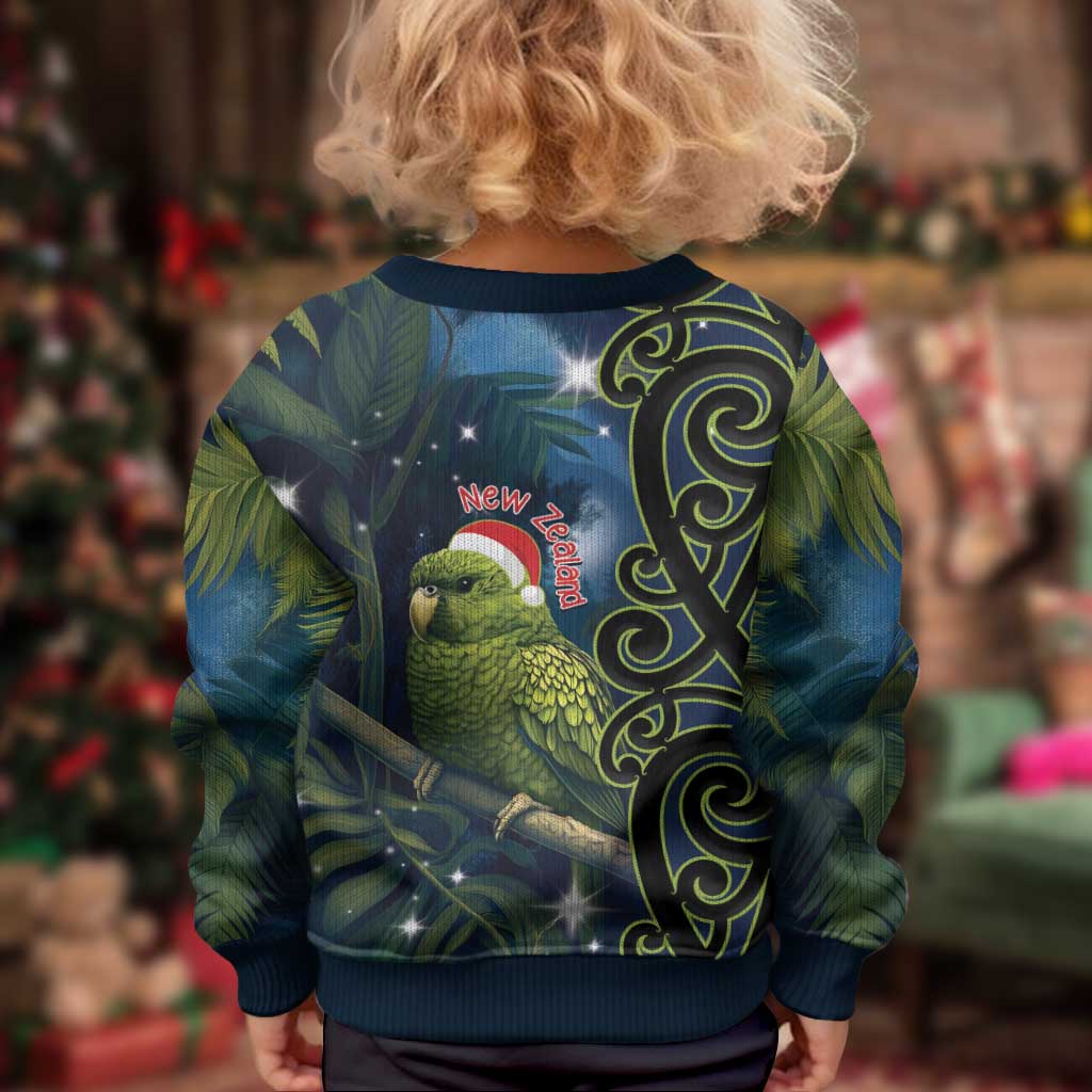 New Zealand Christmas Kid Ugly Christmas Sweater Cute Kakapo Meri Kirihimete Maori Koru LT14 - Polynesian Pride