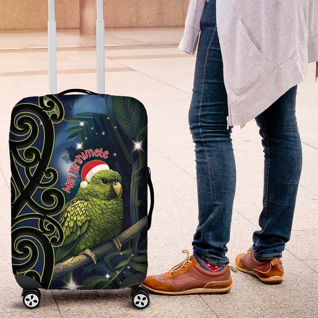 New Zealand Christmas Luggage Cover Cute Kakapo Meri Kirihimete Maori Koru LT14 Blue - Polynesian Pride