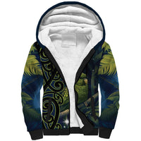 New Zealand Christmas Sherpa Hoodie Cute Kakapo Meri Kirihimete Maori Koru LT14 Unisex Blue - Polynesian Pride
