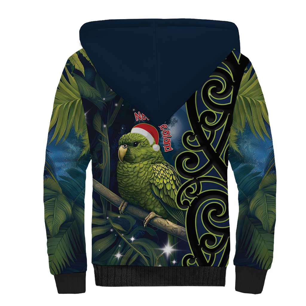 New Zealand Christmas Sherpa Hoodie Cute Kakapo Meri Kirihimete Maori Koru LT14 - Polynesian Pride