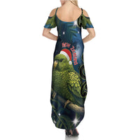 New Zealand Christmas Summer Maxi Dress Cute Kakapo Meri Kirihimete Maori Koru LT14 - Polynesian Pride