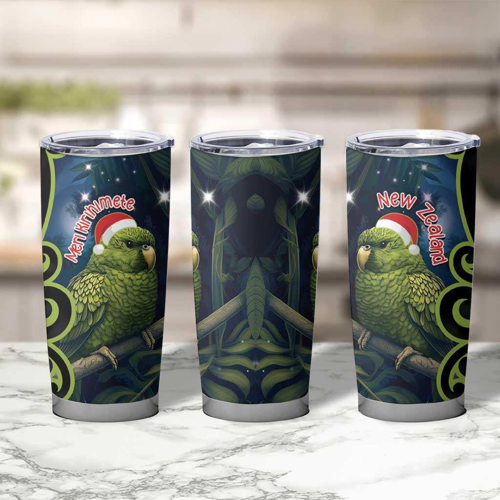 New Zealand Christmas Tumbler Cup Cute Kakapo Meri Kirihimete Maori Koru LT14 - Polynesian Pride