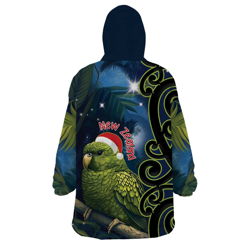 New Zealand Christmas Wearable Blanket Hoodie Cute Kakapo Meri Kirihimete Maori Koru LT14 - Polynesian Pride