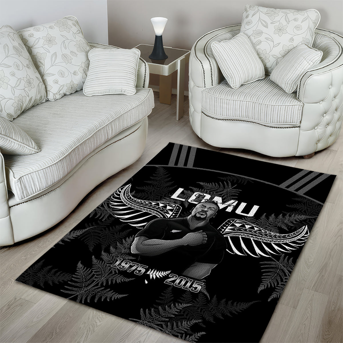 New Zealand Silver Fern Rugby Area Rug Aotearoa Godfather Proud Gone But Never Forgotten LT14 - Polynesian Pride