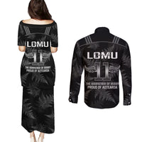 New Zealand Silver Fern Rugby Couples Matching Puletasi Dress and Long Sleeve Button Shirt Aotearoa Godfather Proud Gone But Never Forgotten LT14 - Polynesian Pride