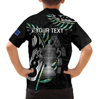 Personalised New Zealand Silver Fern Rugby Family Matching Tank Maxi Dress and Hawaiian Shirt Paua Shell With Champions Trophy History NZ Forever LT14 - Polynesian Pride