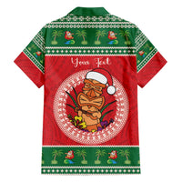 Personalized Hawaii Christmas Family Matching Off The Shoulder Long Sleeve Dress and Hawaiian Shirt Tiki Santa Mele Kalikimaka LT14 - Polynesian Pride