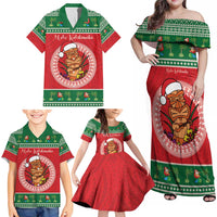 Personalized Hawaii Christmas Family Matching Off Shoulder Maxi Dress and Hawaiian Shirt Tiki Santa Mele Kalikimaka LT14 - Polynesian Pride