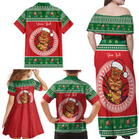 Personalized Hawaii Christmas Family Matching Off Shoulder Maxi Dress and Hawaiian Shirt Tiki Santa Mele Kalikimaka LT14 - Polynesian Pride