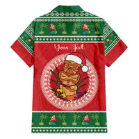 Personalized Hawaii Christmas Family Matching Short Sleeve Bodycon Dress and Hawaiian Shirt Tiki Santa Mele Kalikimaka LT14 - Polynesian Pride