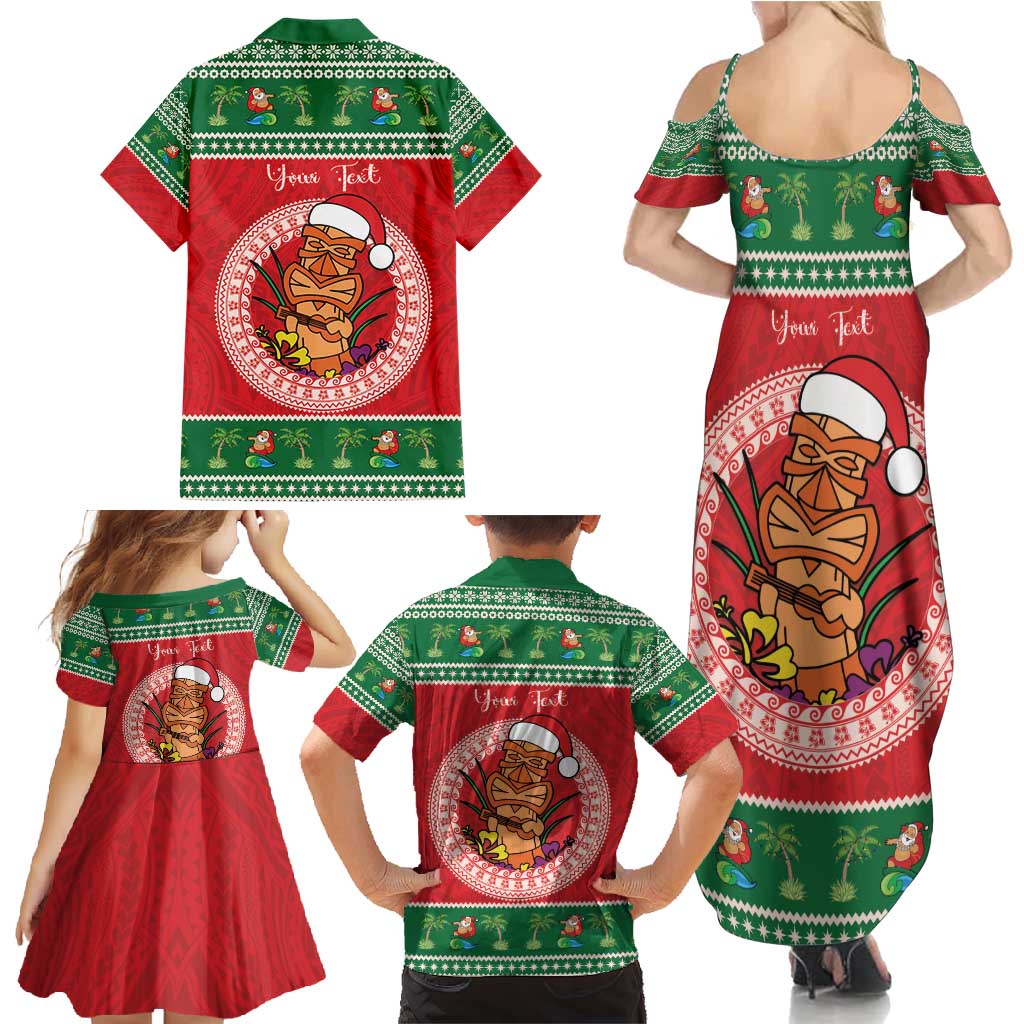 Personalized Hawaii Christmas Family Matching Summer Maxi Dress and Hawaiian Shirt Tiki Santa Mele Kalikimaka LT14 - Polynesian Pride