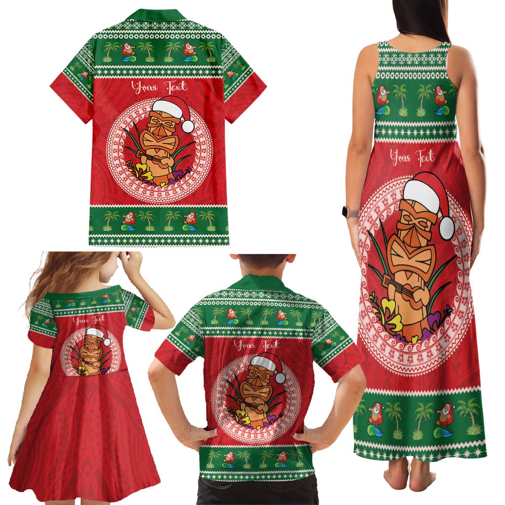 Personalized Hawaii Christmas Family Matching Tank Maxi Dress and Hawaiian Shirt Tiki Santa Mele Kalikimaka LT14 - Polynesian Pride