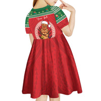 Personalized Hawaii Christmas Kid Short Sleeve Dress Tiki Santa Mele Kalikimaka LT14 - Polynesian Pride