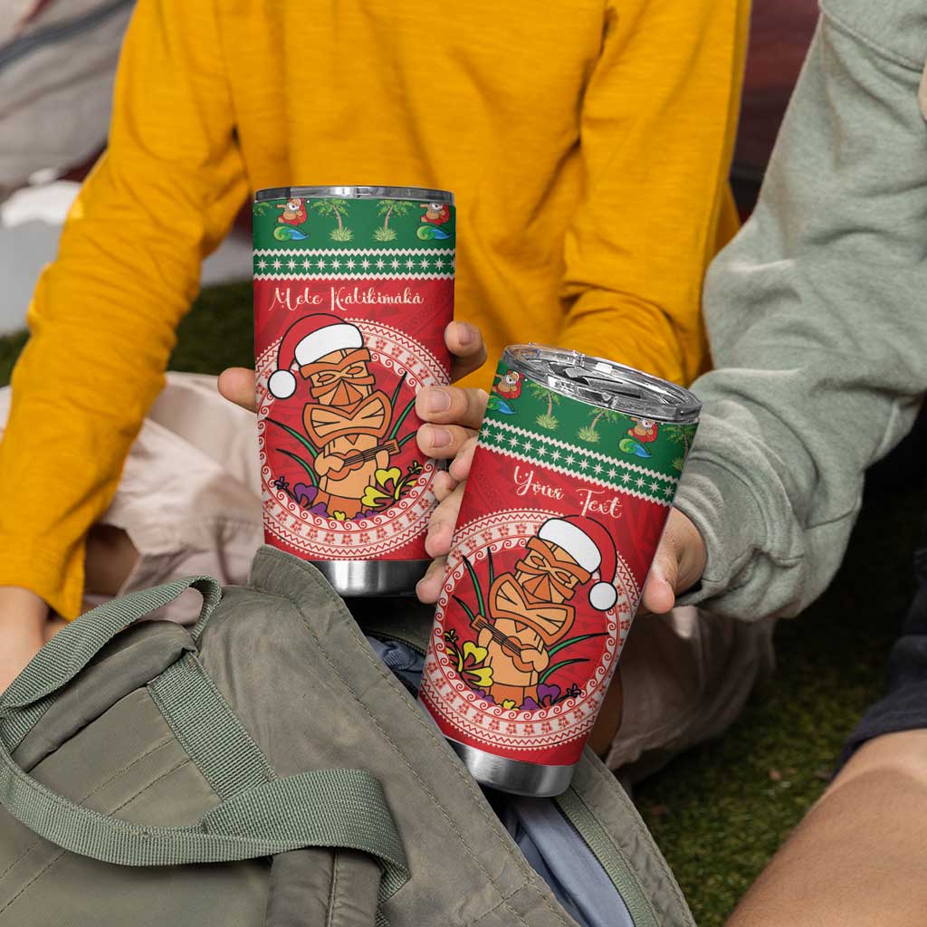 Personalized Hawaii Christmas Tumbler Cup Tiki Santa Mele Kalikimaka