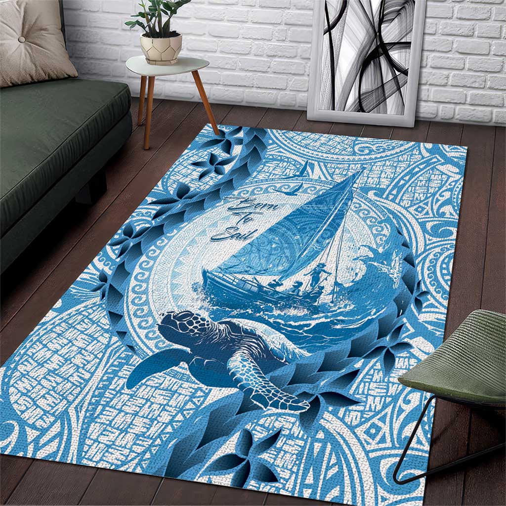 New Zealand Sailing Area Rug Aotearoa Yacht Racing - Born To Sail LT14 Blue - Polynesian Pride