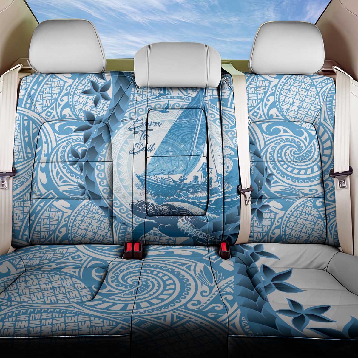 New Zealand Sailing Back Car Seat Cover Aotearoa Yacht Racing - Born To Sail LT14 One Size Blue - Polynesian Pride