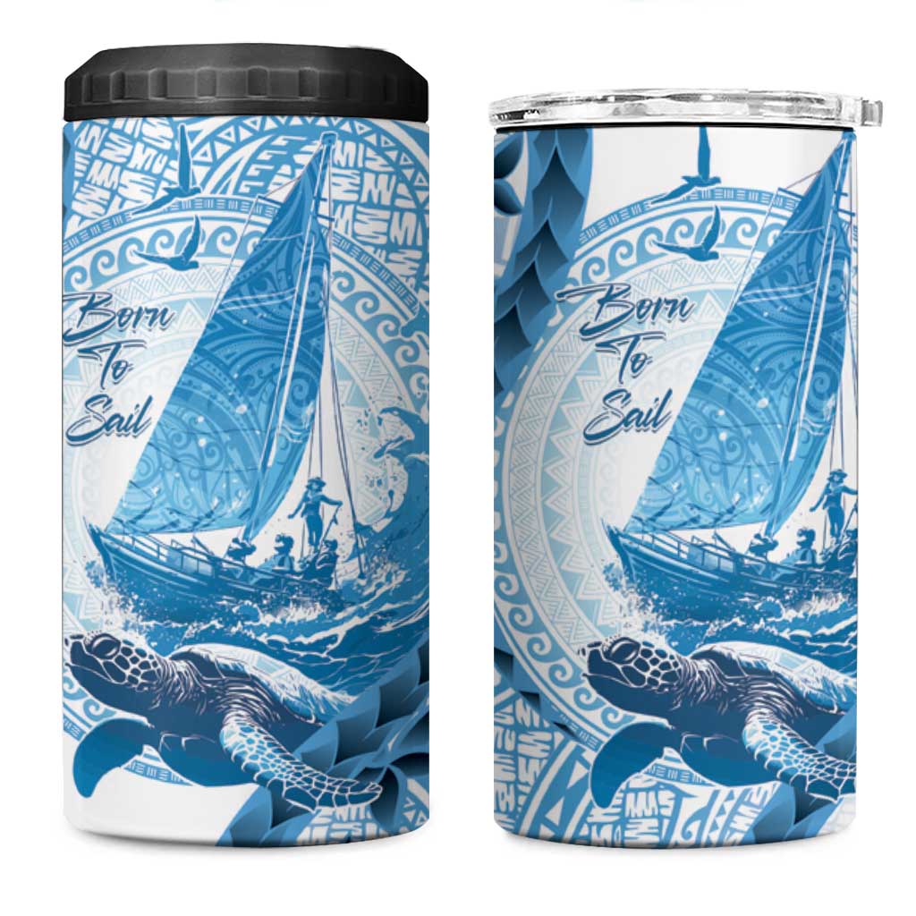 New Zealand Sailing 4 in 1 Can Cooler Tumbler Aotearoa Yacht Racing - Born To Sail LT14 One Size: 16 oz Blue - Polynesian Pride