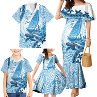 New Zealand Sailing Family Matching Mermaid Dress and Hawaiian Shirt Aotearoa Yacht Racing - Born To Sail LT14 - Polynesian Pride