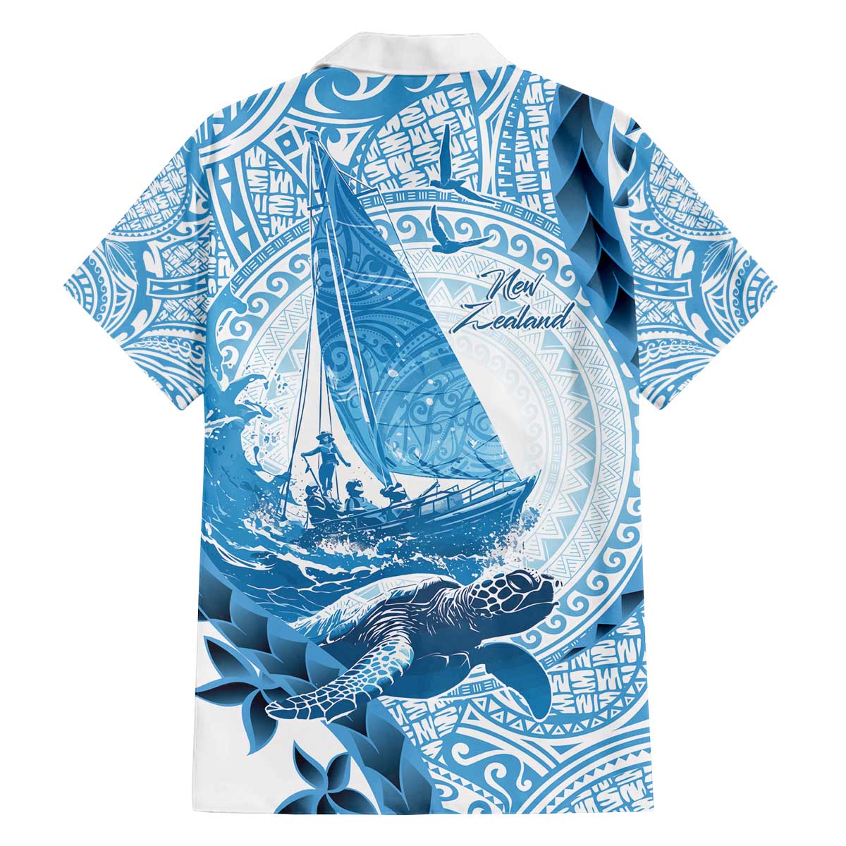 New Zealand Sailing Family Matching Off The Shoulder Long Sleeve Dress and Hawaiian Shirt Aotearoa Yacht Racing - Born To Sail LT14 - Polynesian Pride