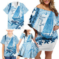 New Zealand Sailing Family Matching Off Shoulder Short Dress and Hawaiian Shirt Aotearoa Yacht Racing - Born To Sail LT14 - Polynesian Pride