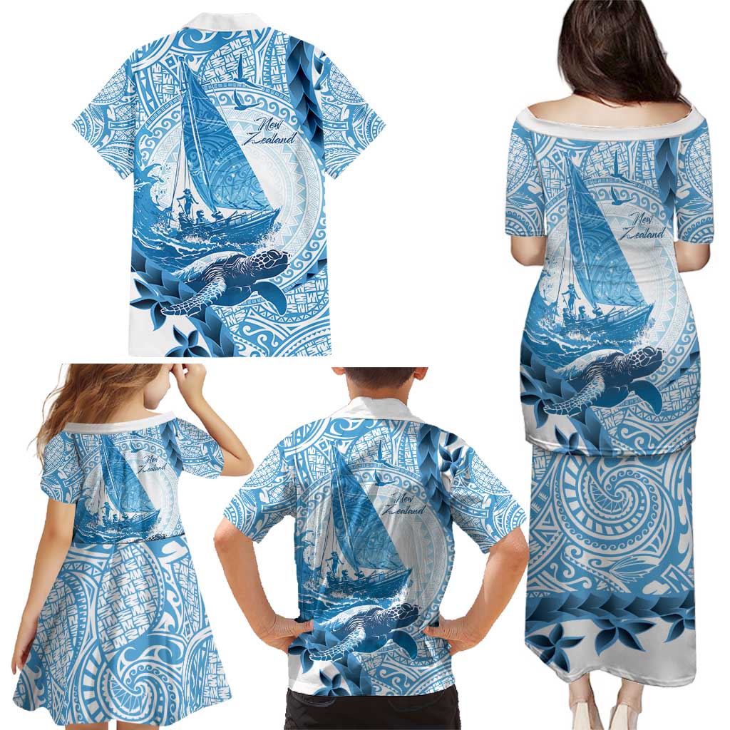 New Zealand Sailing Family Matching Puletasi and Hawaiian Shirt Aotearoa Yacht Racing - Born To Sail LT14 - Polynesian Pride
