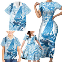 New Zealand Sailing Family Matching Short Sleeve Bodycon Dress and Hawaiian Shirt Aotearoa Yacht Racing - Born To Sail LT14 - Polynesian Pride