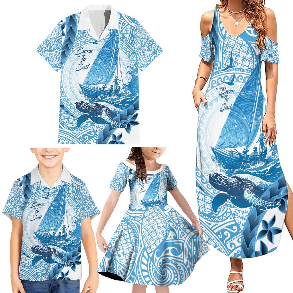 New Zealand Sailing Family Matching Summer Maxi Dress and Hawaiian Shirt Aotearoa Yacht Racing - Born To Sail LT14 - Polynesian Pride